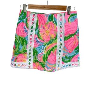 Lilly Pulitzer Pansy Skort So A Peeling Floral Golf Tennis, Size 2